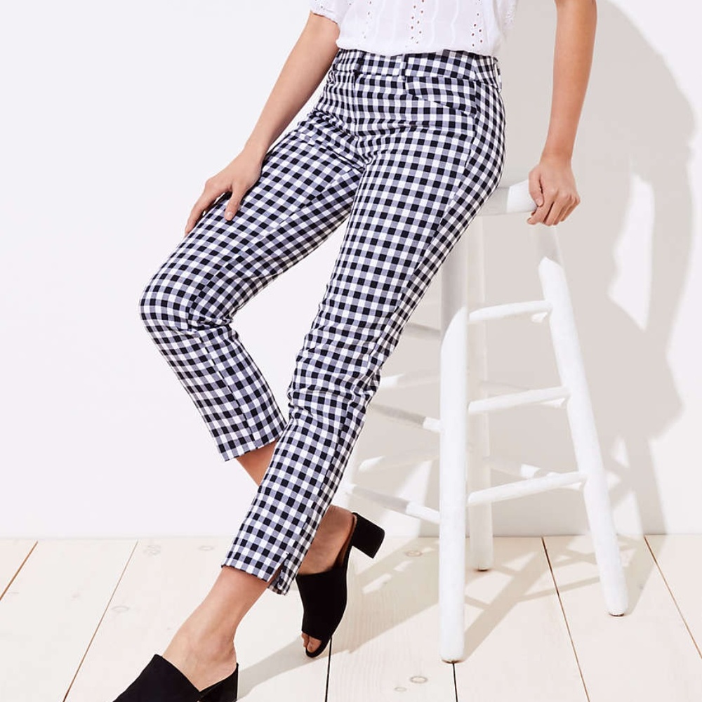 Ann Taylor Loft GINGHAM RIVIERA PANTS IN JULIE FIT
